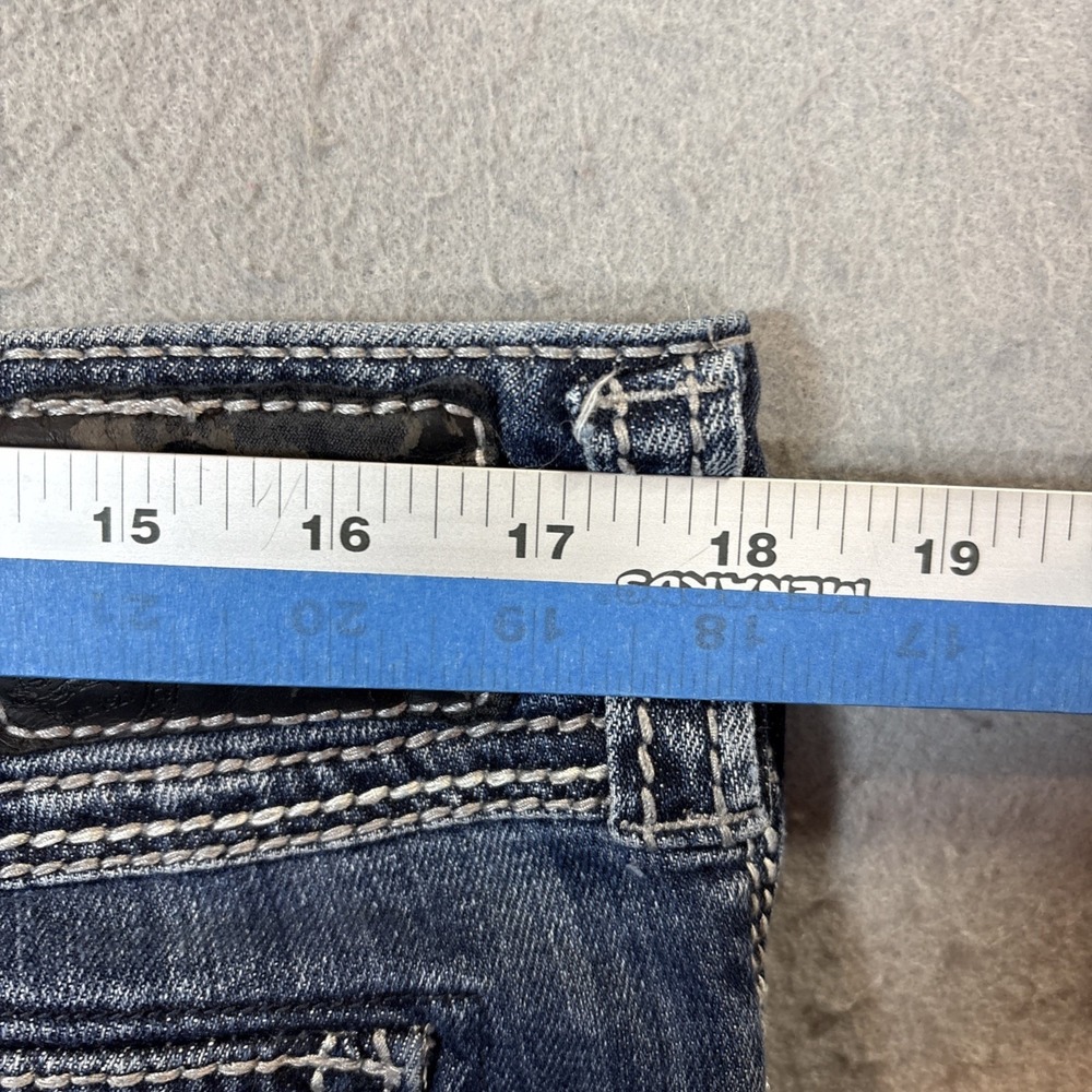 Silver Jeans Co Suki Flap 17" Denim Blue Jeans 34/33 Embroidered Sequins - Picture 6 of 12
